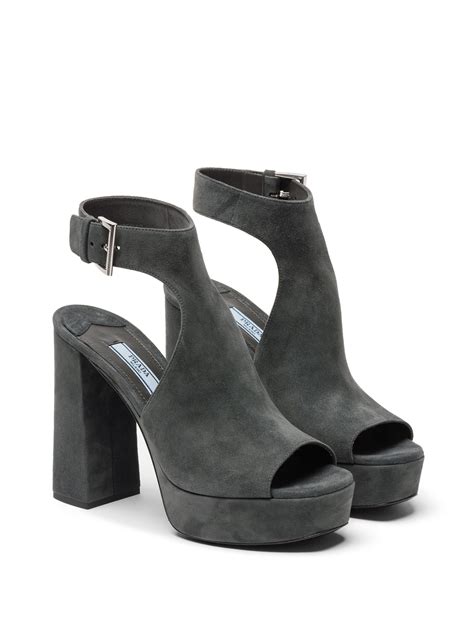 prada suede platform ankle-strap sandal|prada block heel combat boots.